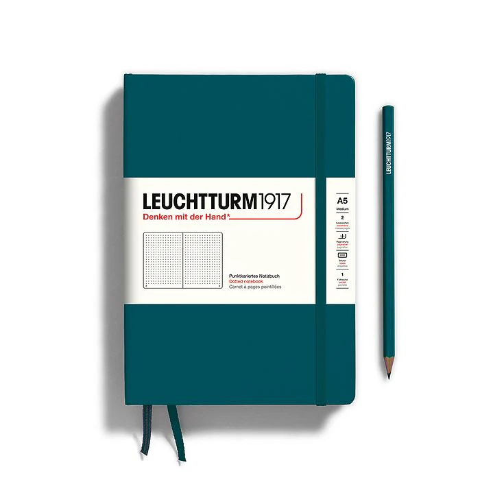 Leuchtturm1917 Hardcover Notebook - Pacific Green - Medium 5.75 x 8.25 inch (A5) - 251 pages - dotted