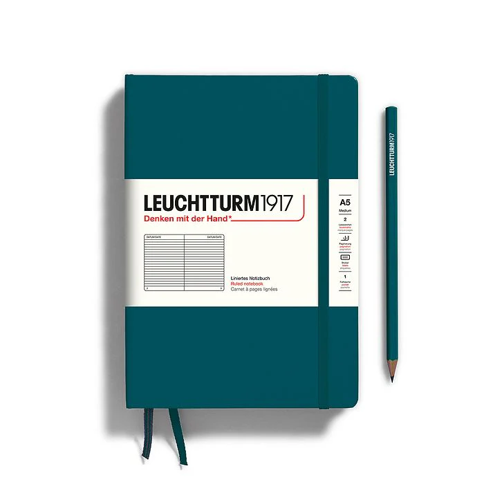Leuchtturm1917 Hardcover Notebook - Pacific Green - Medium 5.75 x 8.25 inch (A5) - 251 pages - ruled