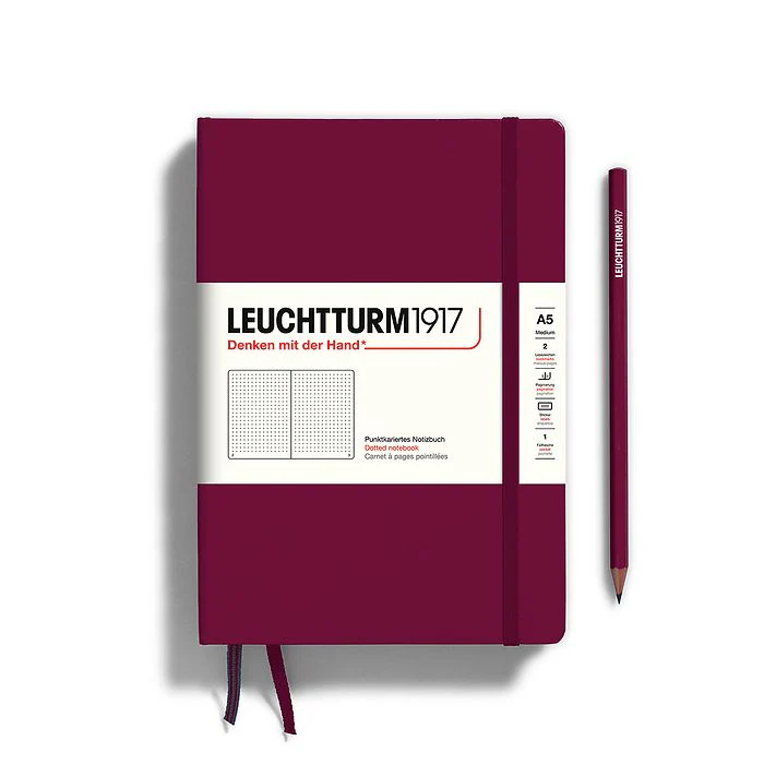 Leuchtturm1917 Hardcover Notebook - Port Red - Medium 5.75 x 8.25 inch (A5) - 251 pages - dotted