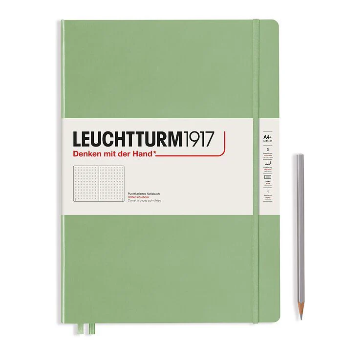 Leuchtturm1917 Hardcover Notebook - Sage - Master Slim 8.75 x 12.5 inch (A4+) - 123 pages - dotted