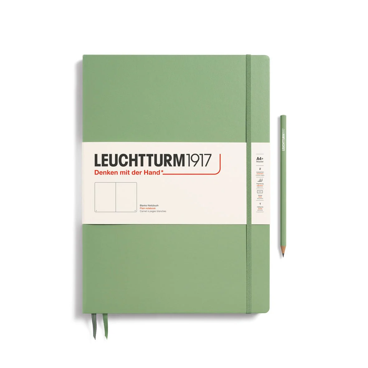 Leuchtturm1917 Hardcover Notebook - Sage - Master Slim 8.75 x 12.5 inch (A4+) - 123 pages - plain