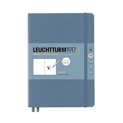 Leuchtturm1917 Hardcover Notebook - Stone Blue - Medium 5.75 x 8.25 inch (A5) - 251 pages - plain