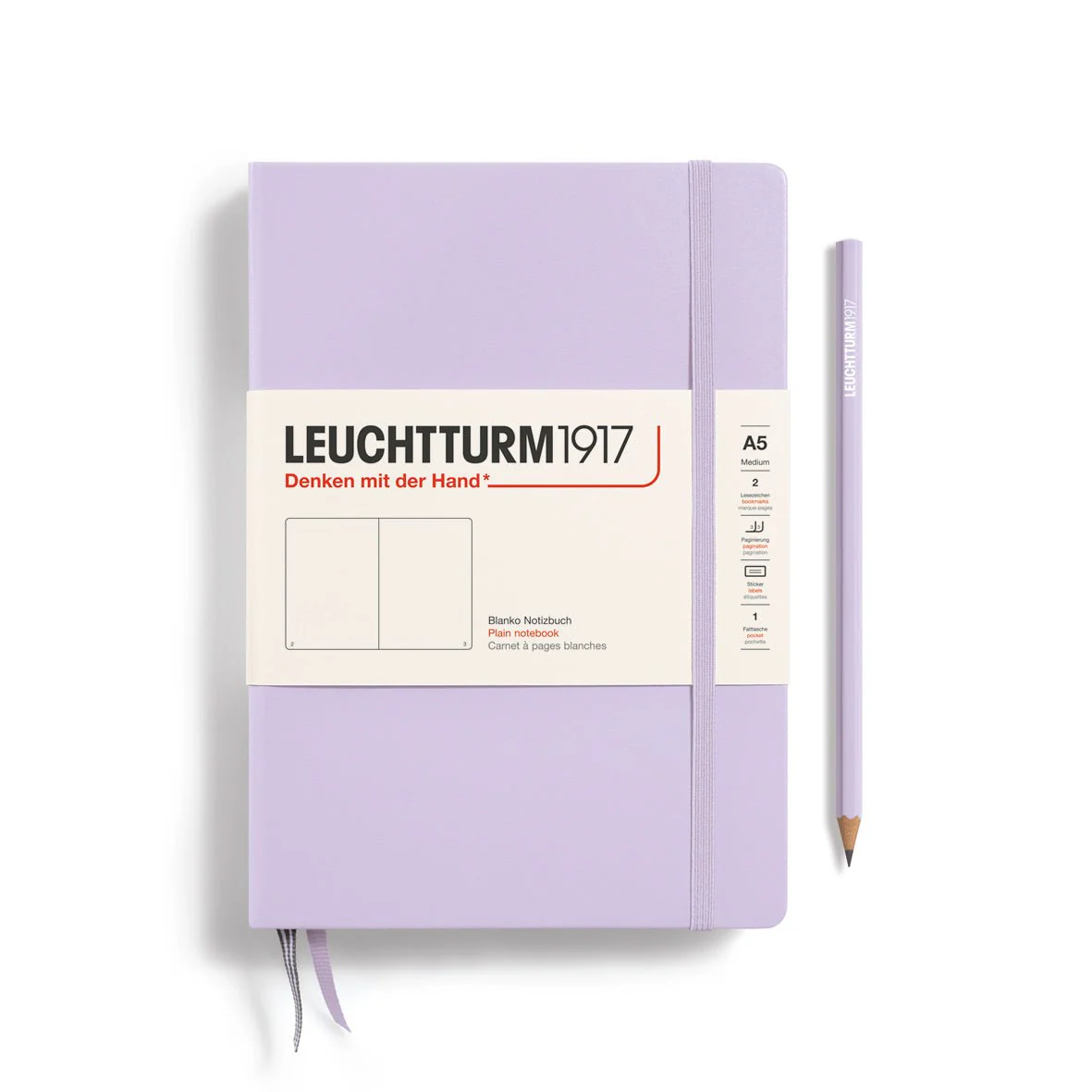Leuchtturm1917 Hardcover Notebook - Lilac - Medium 5.75 x 8.25 inch (A5) - 251 pages - plain