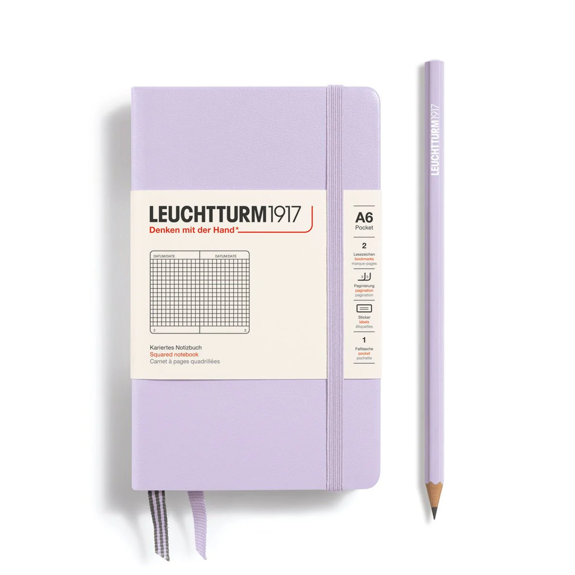 Leuchtturm1917 Hardcover Notebook - Lilac - Pocket  3.5 x 6 in (A6) - 187 pages - Squared