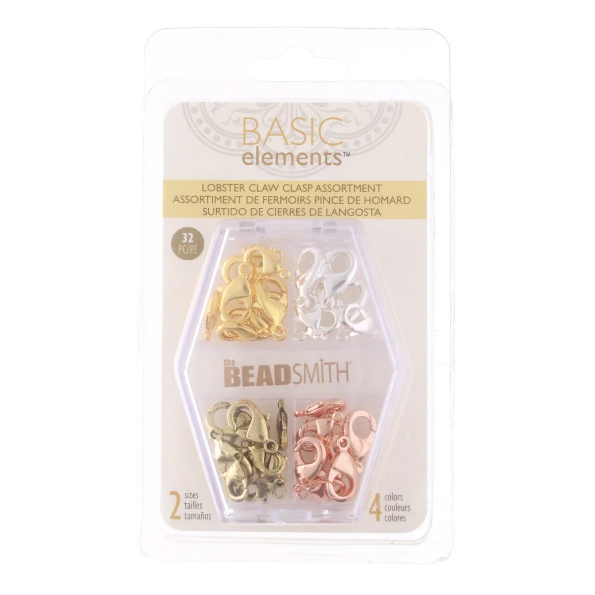 Jewelry Clasp Lobster Claw 32 Piece Assortment (4 each of 2 sizes in 4 colors)