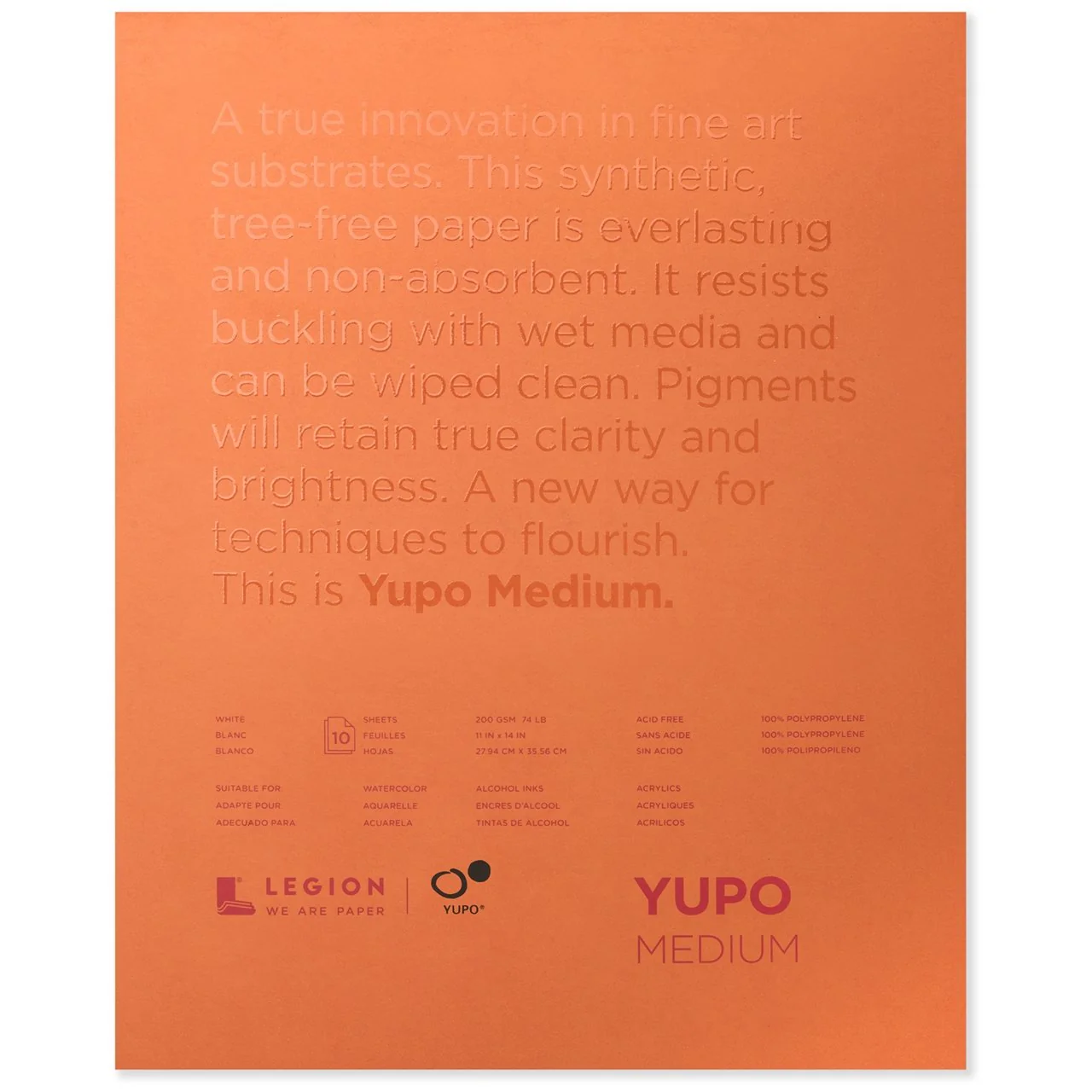Yupo Pad - 200 gsm (74 lb.) White - 10 sheets 11x14