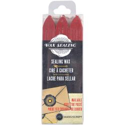 Manuscript Traditional Sealing Wax Sticks with Wick - 3 Pack - Red