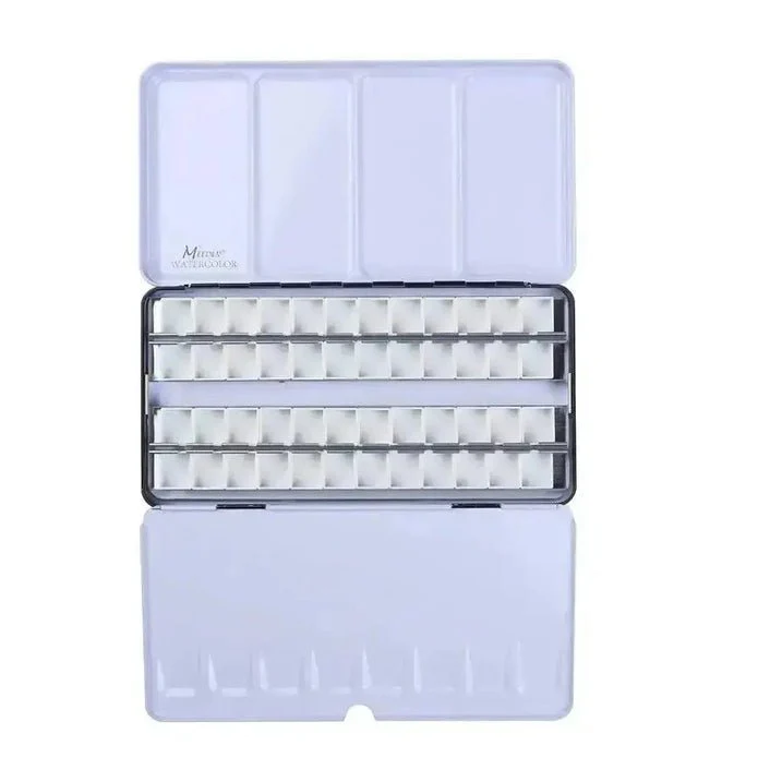 MEEDEN Empty Watercolor Enameled Palette with 48 Pcs Half Pans, Black