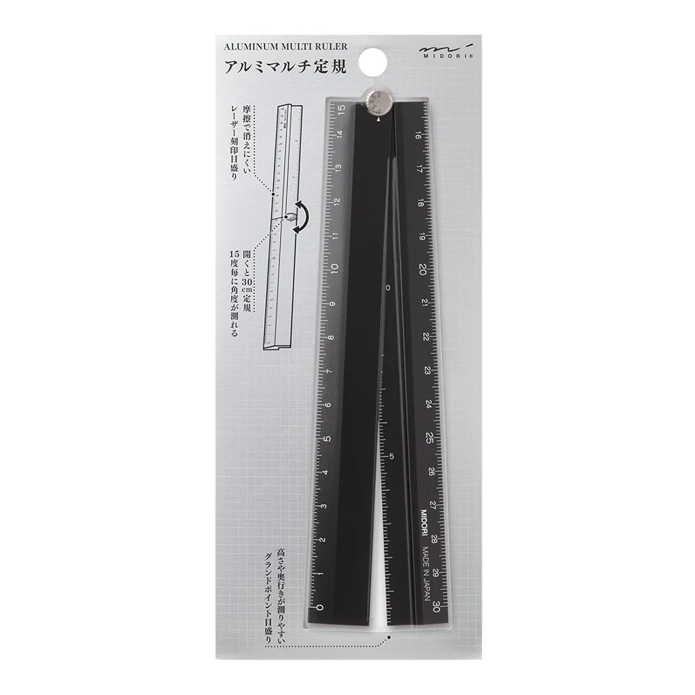 Midori Aluminim Multiple Ruler - 30 CM Black