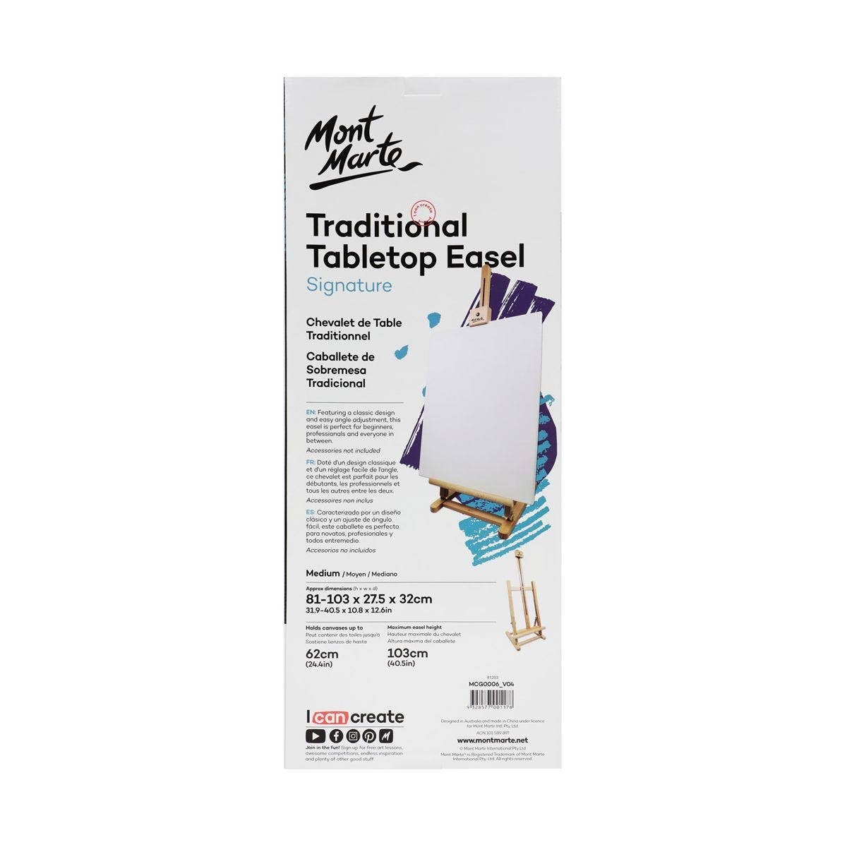 Mont Marte Traditional Tabletop Easel (holds canvases up to 24.4 inches) - Image 4