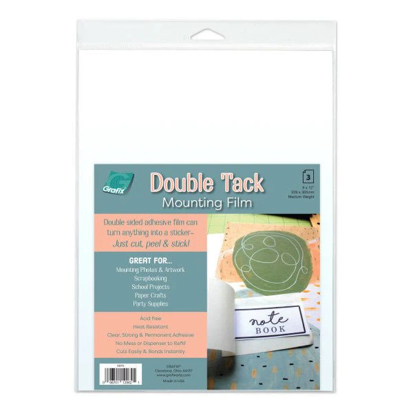 Grafix Double Tack Mounting Film - 9" x 12" - 3 Sheet Pack