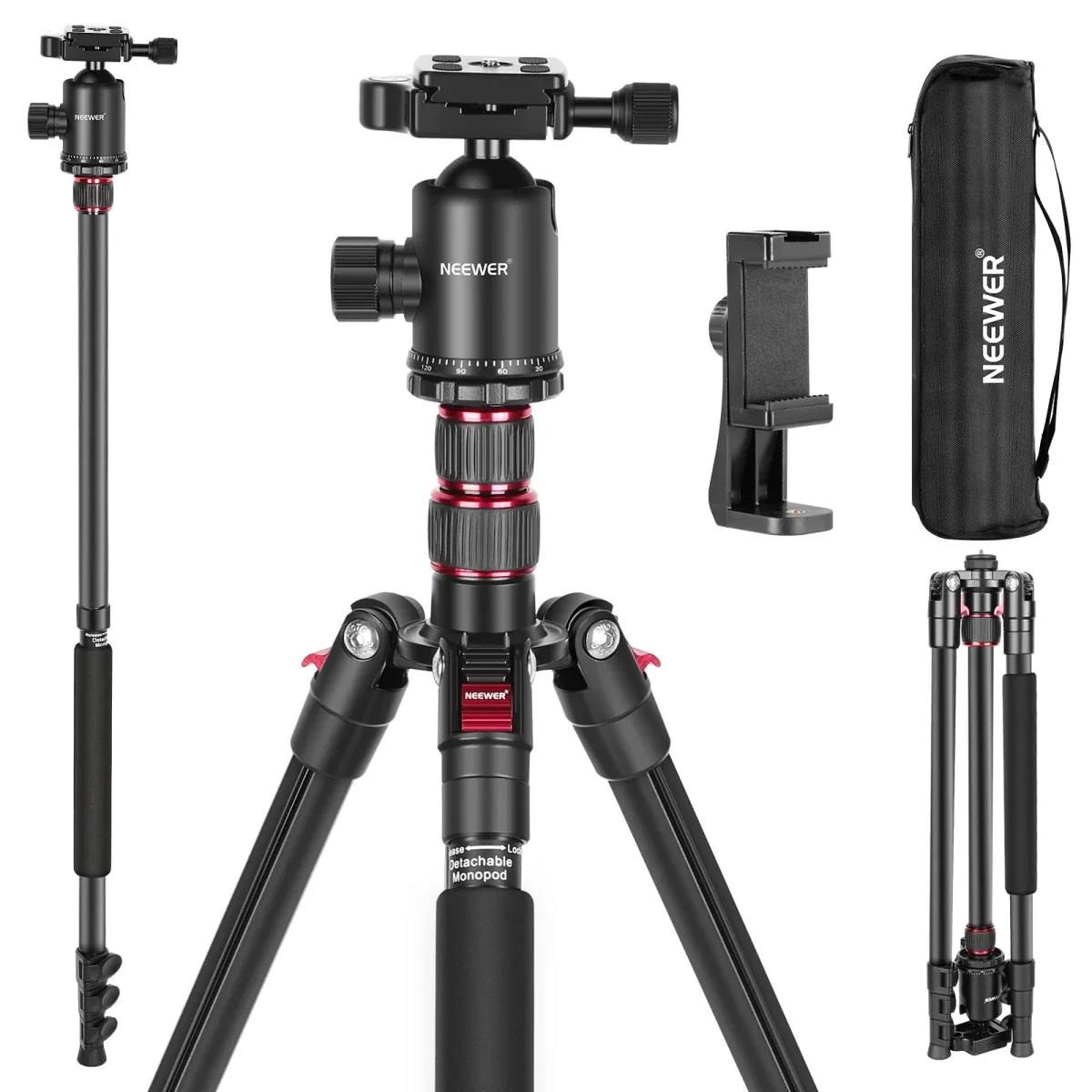 NEEWER TP77 77" 2 In 1 Tripod Monopod for Plein Air, Camera and Phones