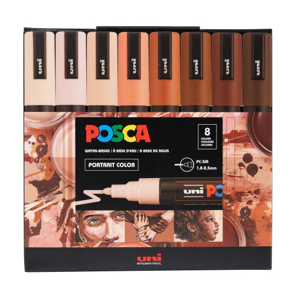 uni POSCA Acrylic Paint Marker - PC-5M Medium - 8 Portrait Colors Set