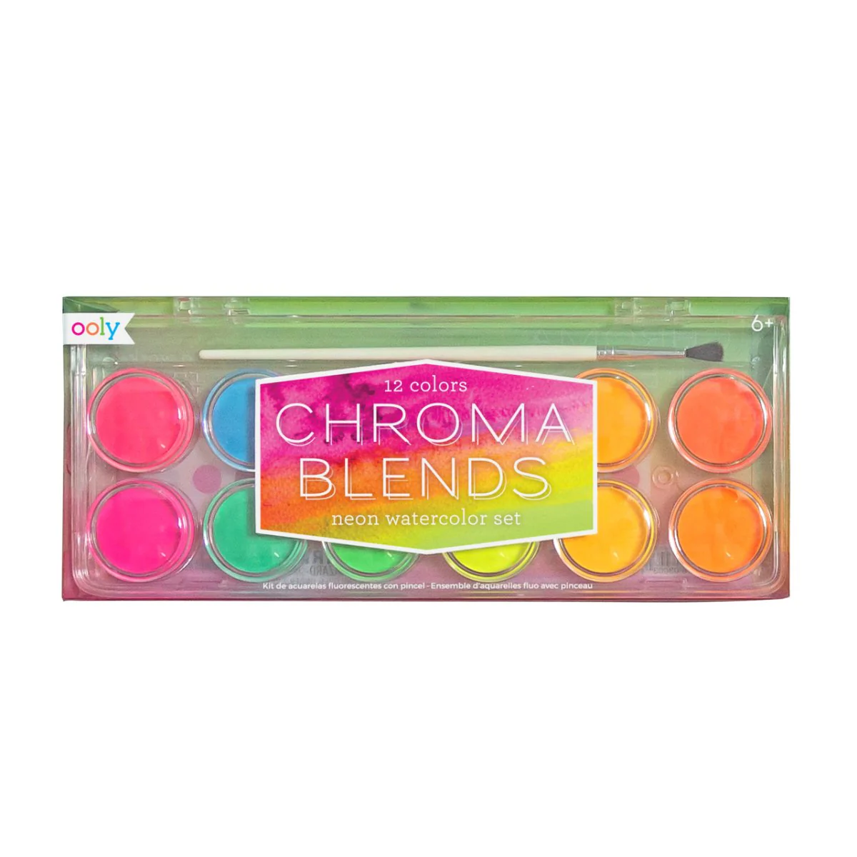 Ooly Chroma Blends Watercolor 12-Color Neon Set with Brush