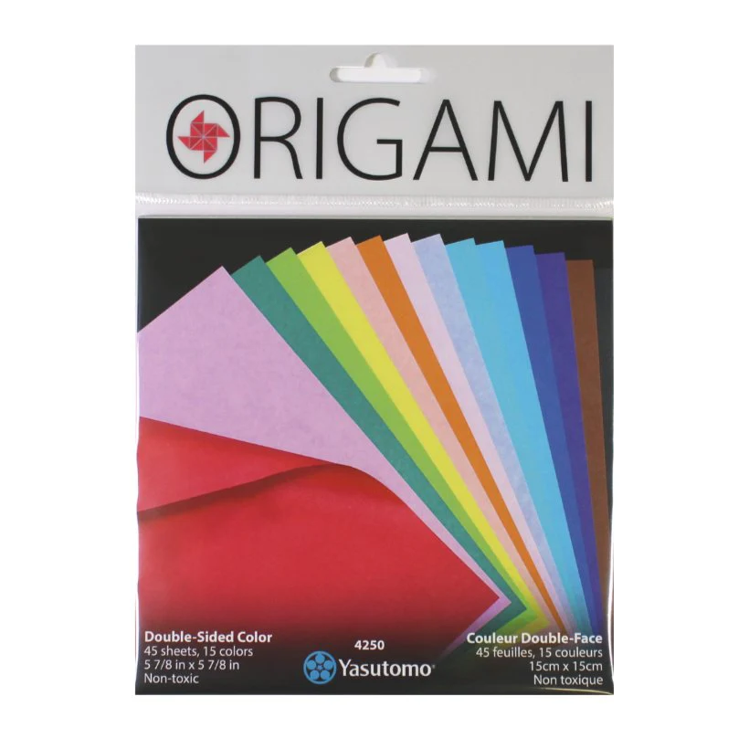Yasutomo Origami 4250 – Colorful Double-Sided Origami Paper - 15 Colors - 45 Sheets 5 7/8 inch