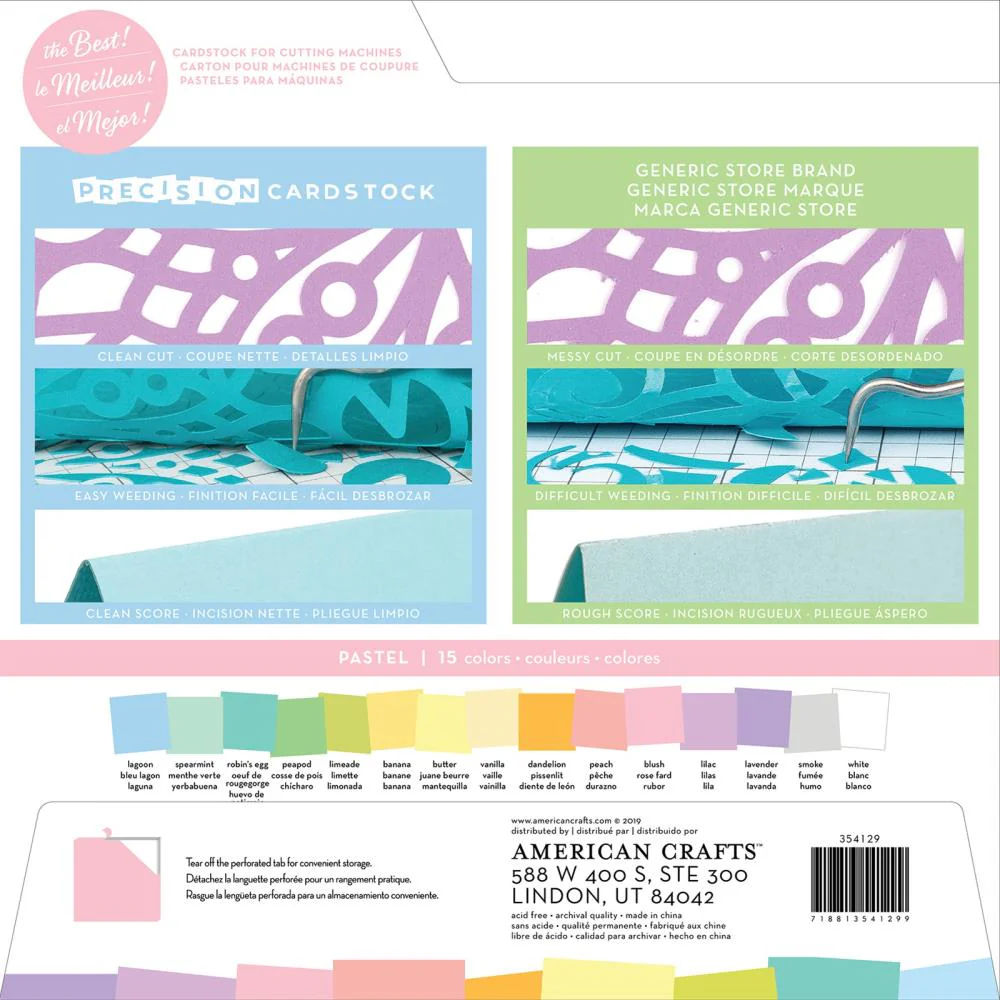 American Crafts Precision Cardstock Pack - Textured, Solid Core, 80lb 12"X12" Pack of 60 - Pastels - Image 2