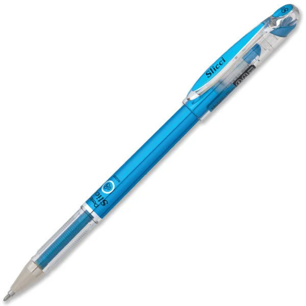 Pentel Arts Slicci METALLIC (0.8mm) Needle Tip Med Gel Pen - Blue Metallic Ink