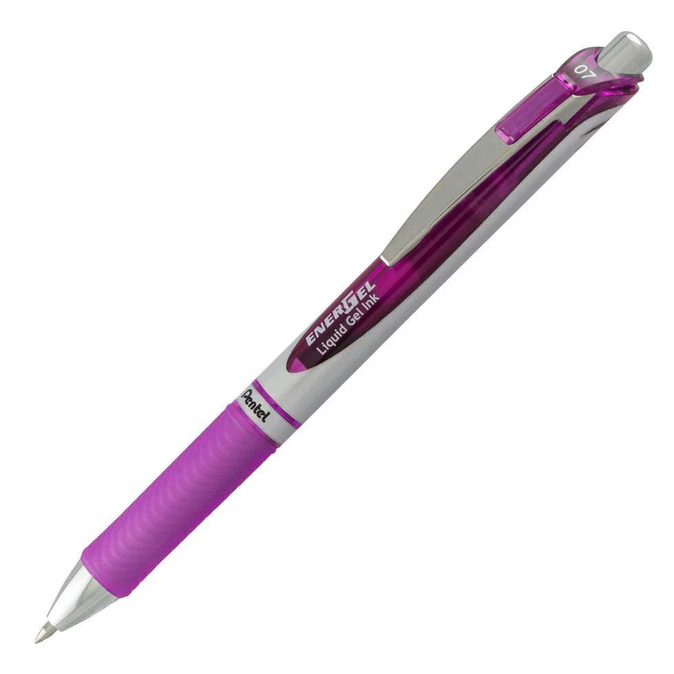 EnerGel RTX Retractable Liquid Gel Pen, (0.7mm) Metal Tip, Medium Line, Violet Ink