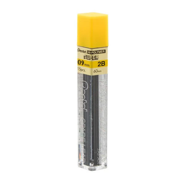Pentel Super Hi-Polymer Lead Refill (0.9mm) Thick, 2B, 15 pcs/Tube