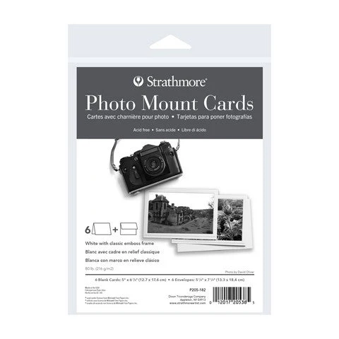 Photo Mount Cards - White w/ Classic Emboss Frame - 5" x 7", 6/Pkg.