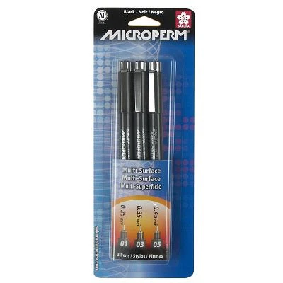 Sakura Microperm Pen Set, 3-Pens, Black