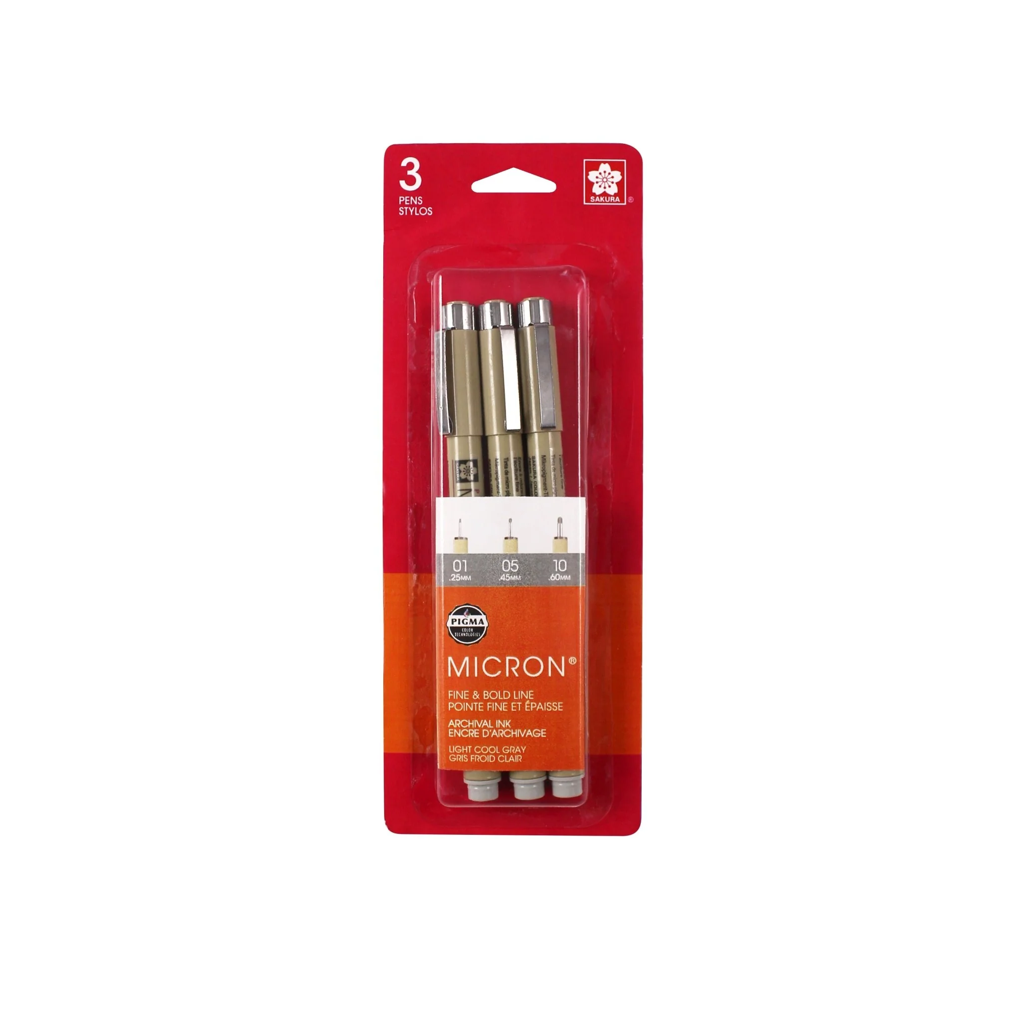 Pigma Micron Pens, 3-Pen Light Cool Gray Set (01, 05, 10)