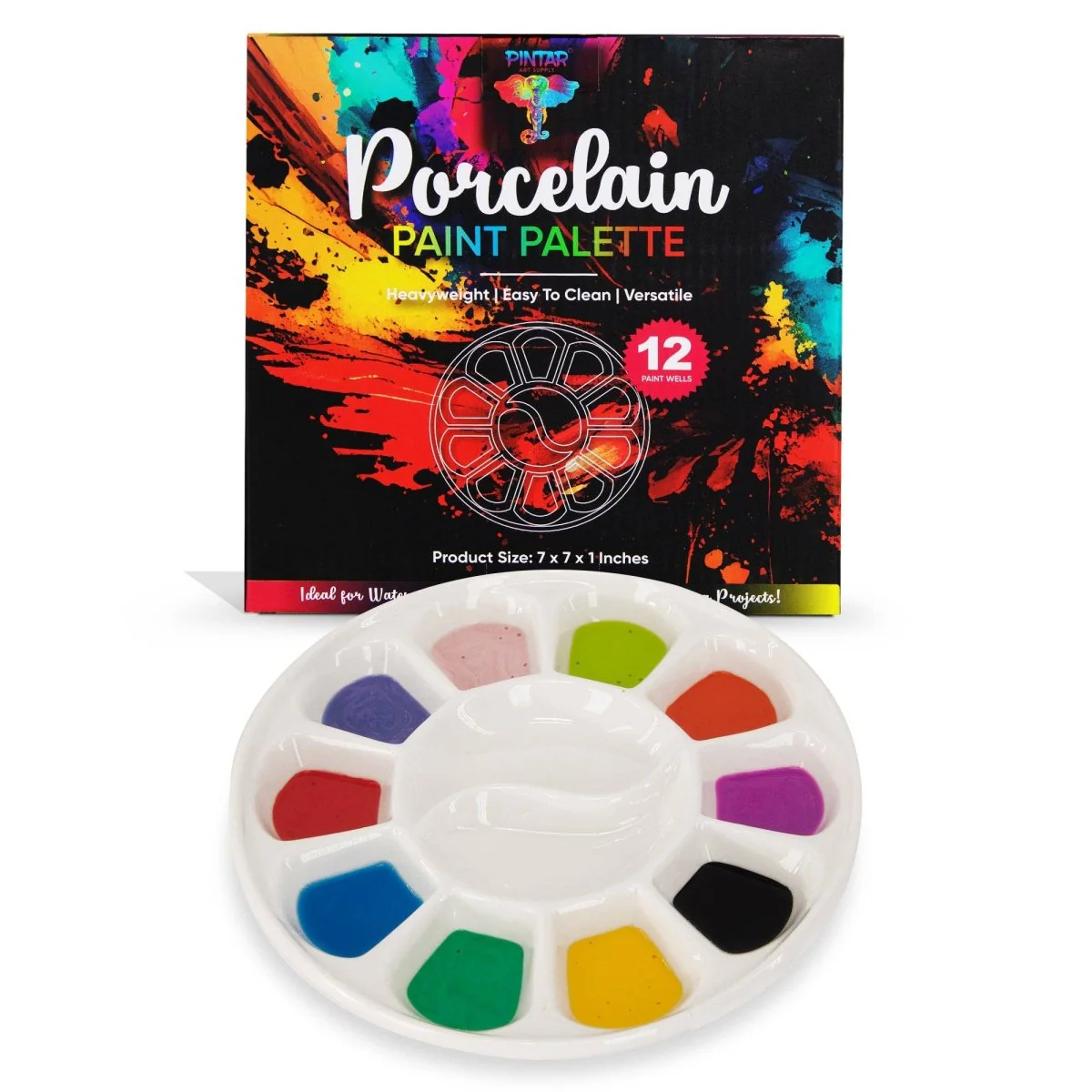 Pintar Art Supply - Pintar 12 Well Round Ceramic Watercolor Paint Palette Tray - Image 4