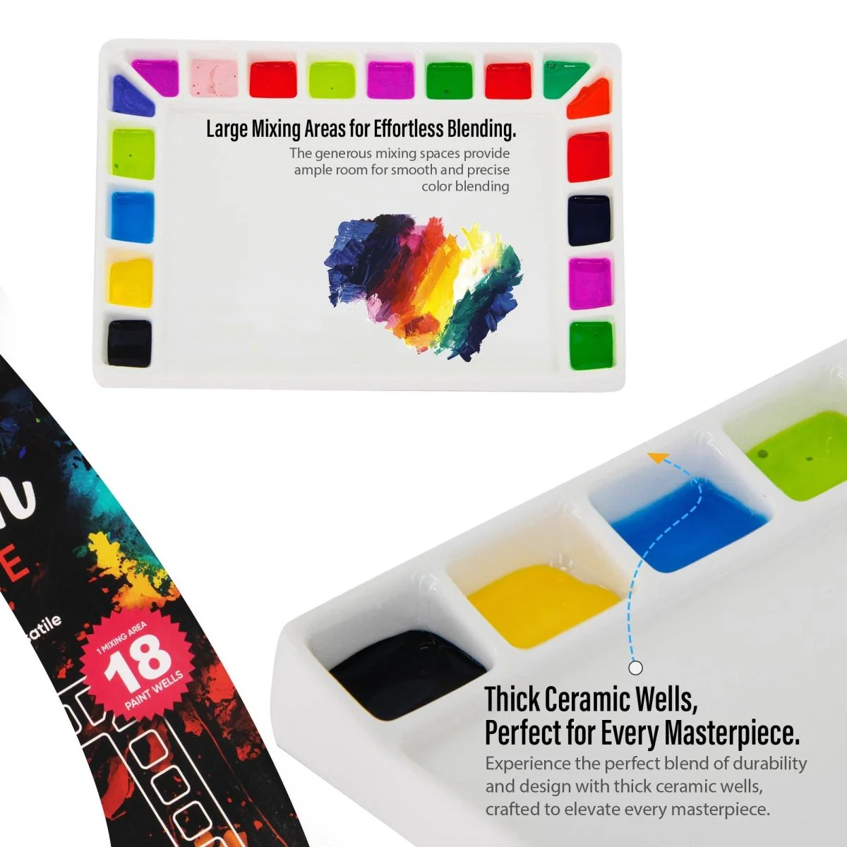 Pintar Art Supply - Pintar 18-Well Ceramic Palette for All Water-Based Paints - Image 4