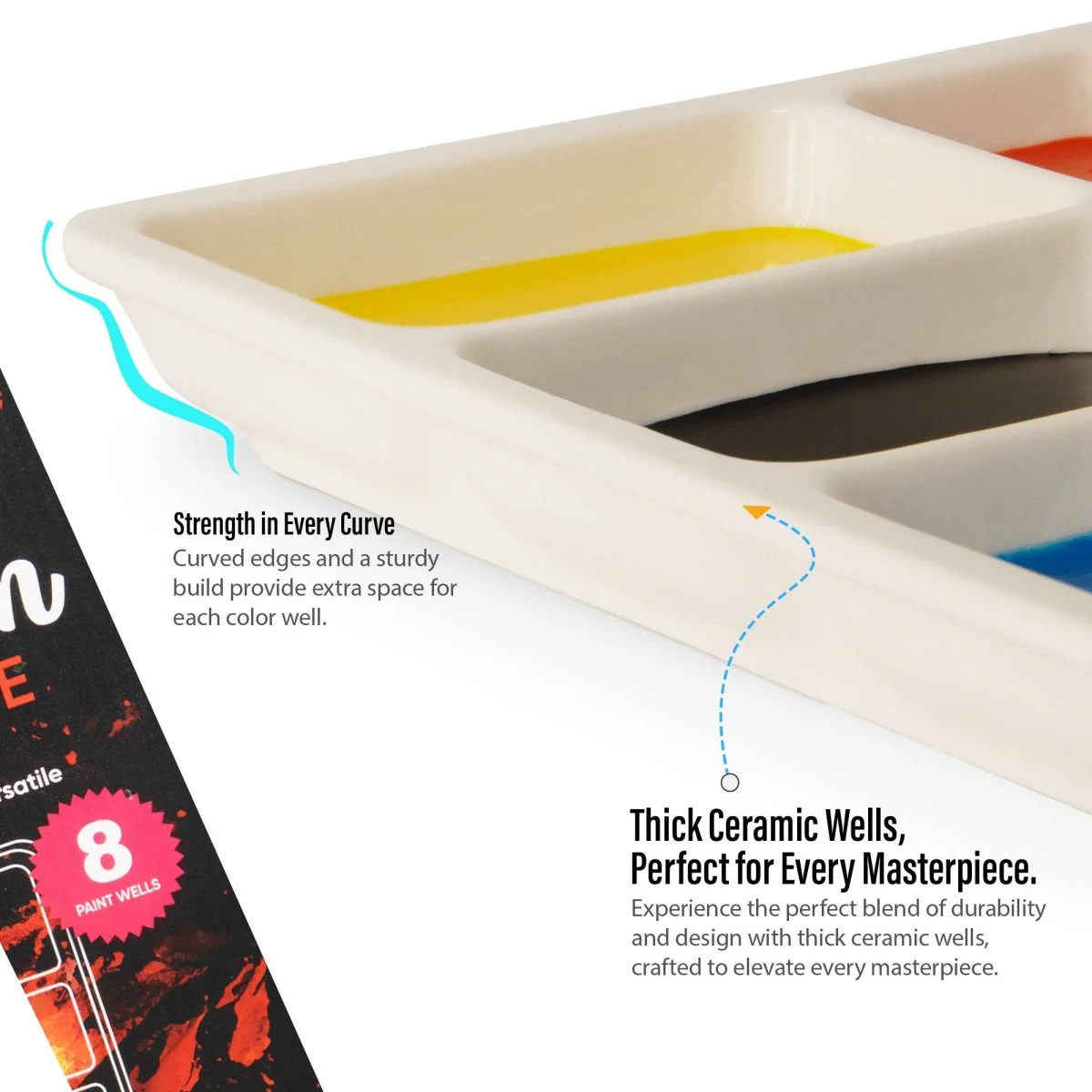 Pintar Art Supply - Pintar 8-Well Ceramic Palette for All Water-Based Paints - Image 2