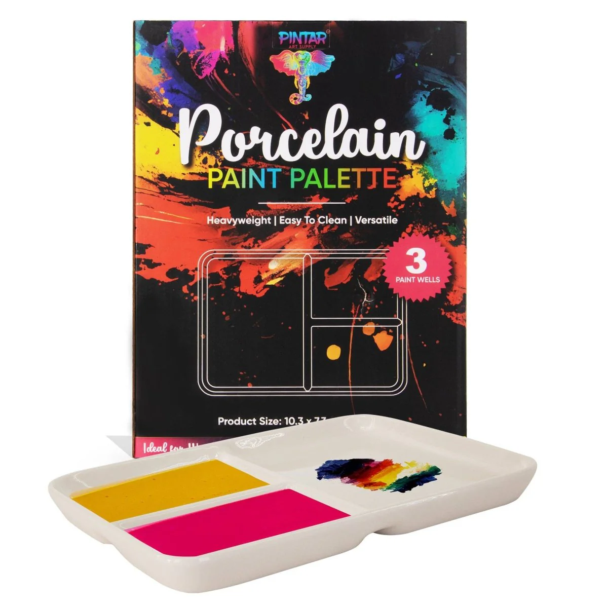 Pintar Art Supply - Pintar Ceramic Watercolor Paint Palette Tray - 3 Well - Image 5