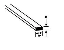 Plastruct MS-1025 Styrene Strip 0.100 x 1/4" (2.5mm x 6.4mm) x 10" - Pack of 10