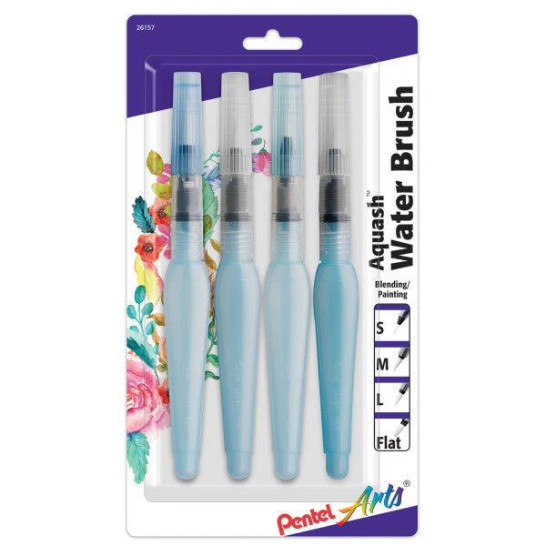 Pentel Arts Aquash Water Brush - 4 Brush Set