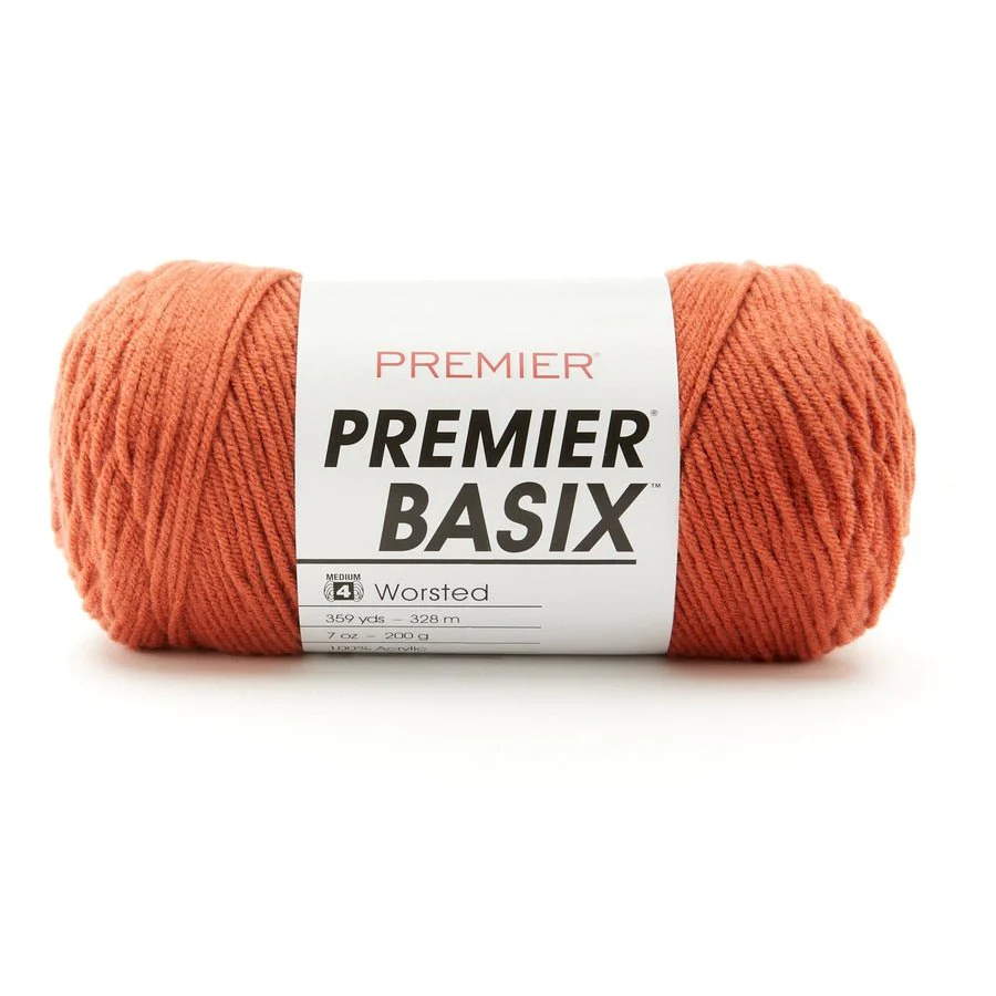 Premier Yarns Basix Worsted Solids - 100% Acrylic - #4 Medium Weight, 359 Yards - 1115-43 Pumpkin