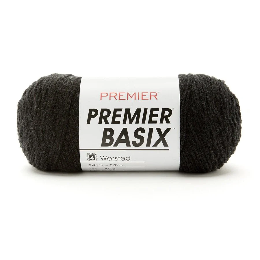 Premier Yarns  Basix Worsted Solids - 100% Acrylic - #4 Medium Weight, 359 Yards - 1115-47 Charcoal