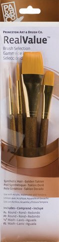 Princeton Brush Real Value 9146 Golden Taklon Set - Short Handle, Set of 4