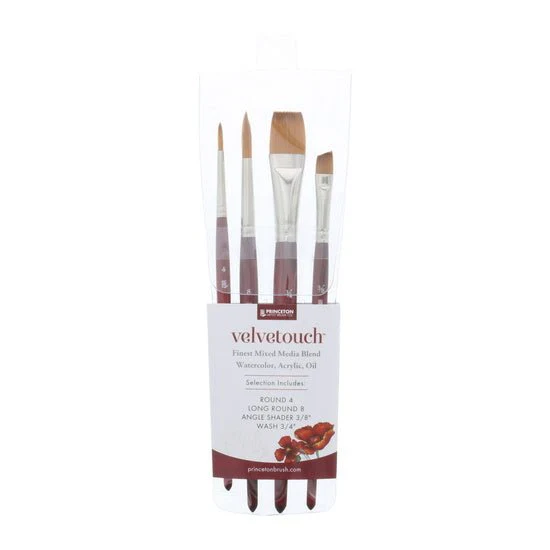 Princeton Series 3950 Velvetouch Mixed Media 4 Brush Set