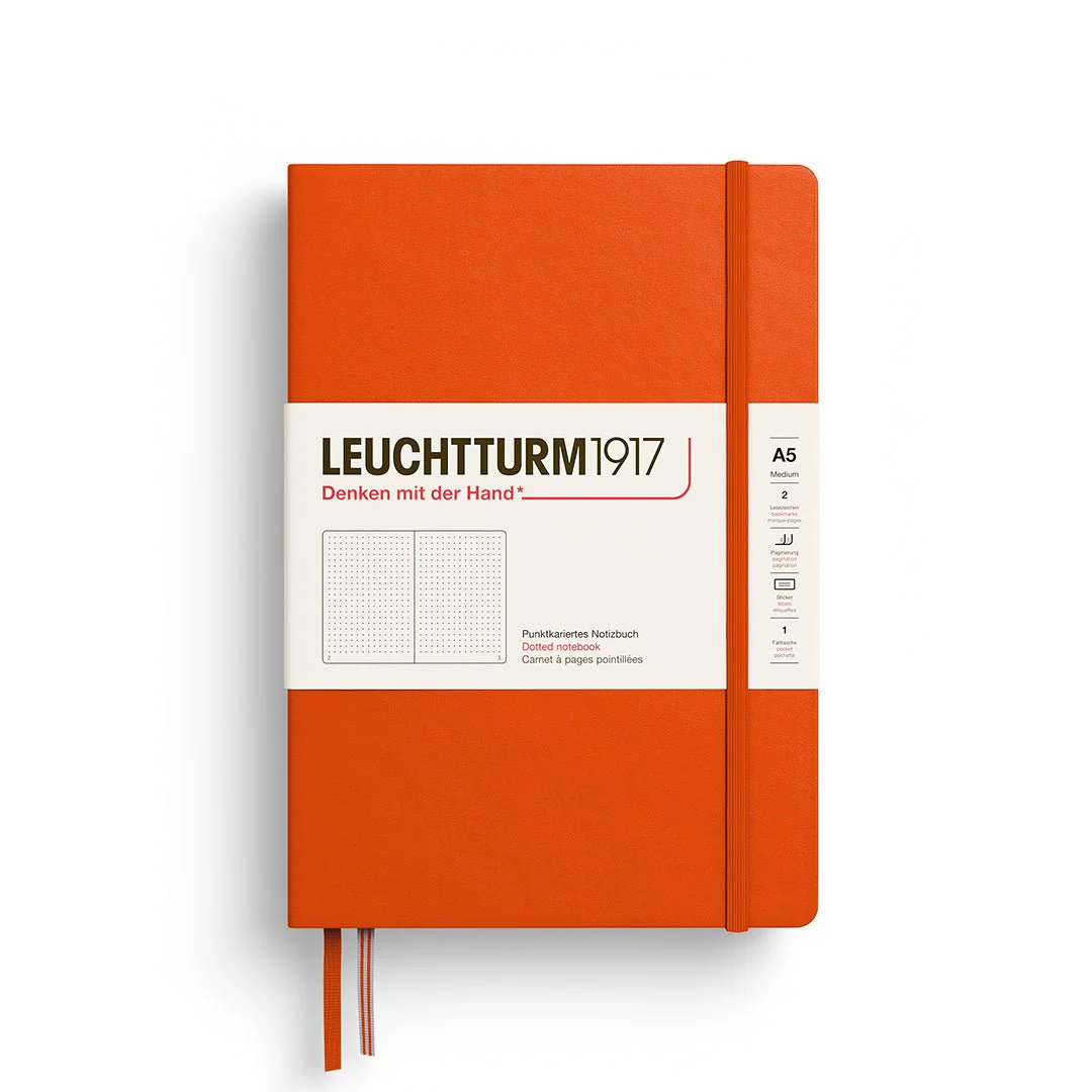 Leuchtturm1917 Hardcover Notebook - Pumpkin - Medium 5.75 x 8.25 inch (A5) - 251 pages - dotted