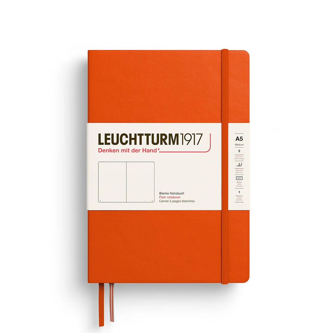 Leuchtturm1917 Hardcover Notebook - Pumpkin - Medium 5.75 x 8.25 inch (A5) - 251 pages - plain