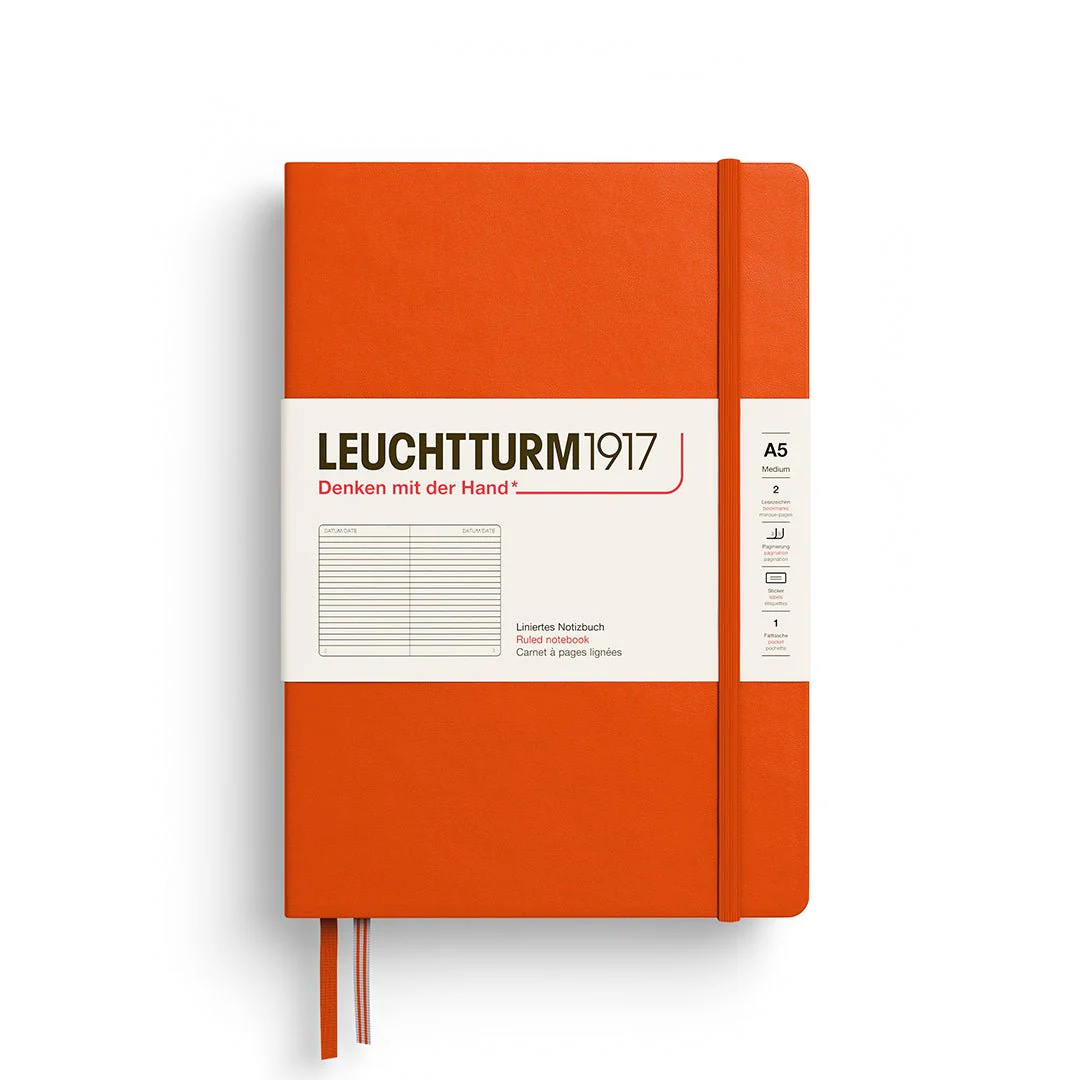 Leuchtturm1917 Hardcover Notebook - Pumpkin - Medium 5.75 x 8.25 inch (A5) - 251 pages - ruled