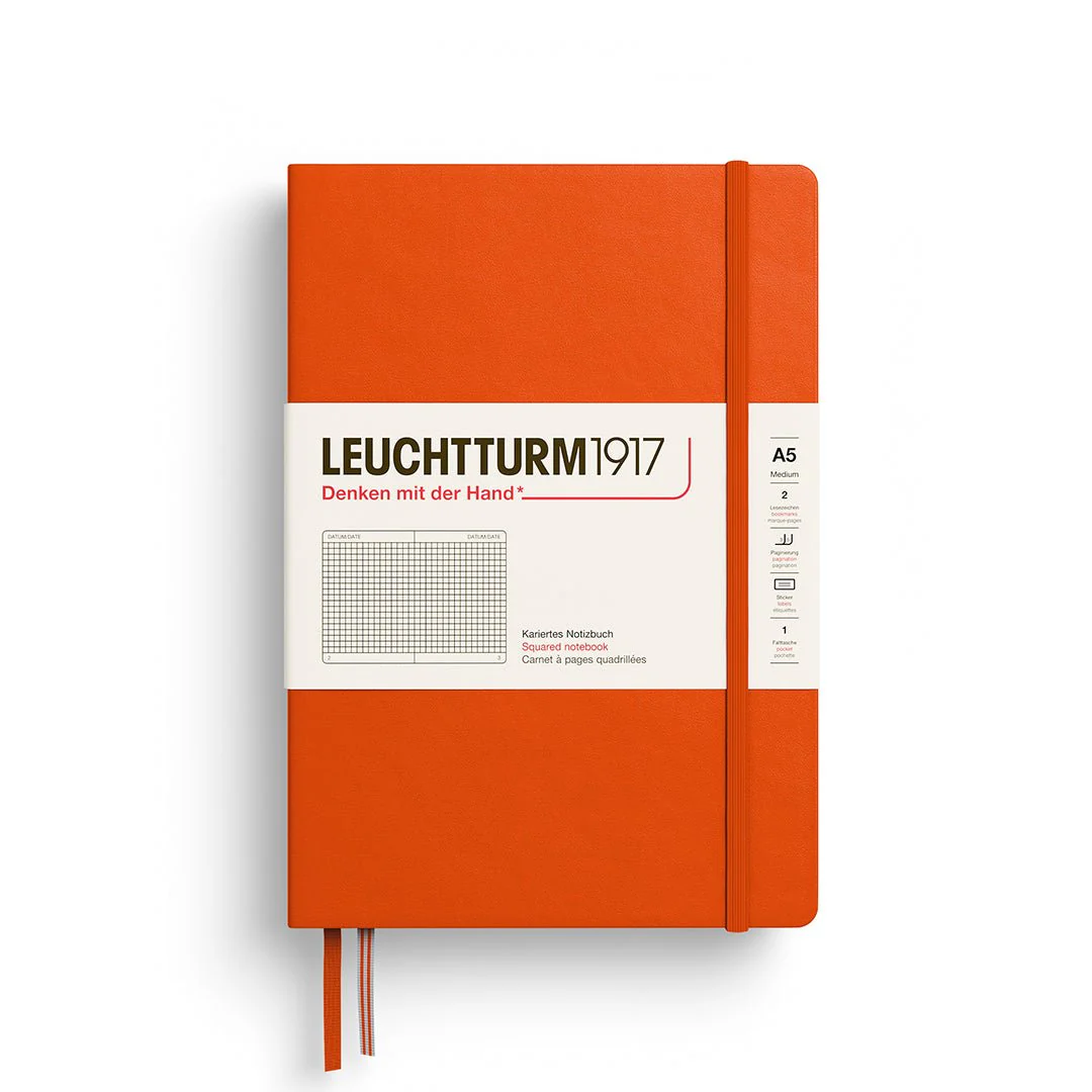 Leuchtturm1917 Hardcover Notebook - Pumkin - Medium 5.75 x 8.25 inch (A5) - 251 pages - squared