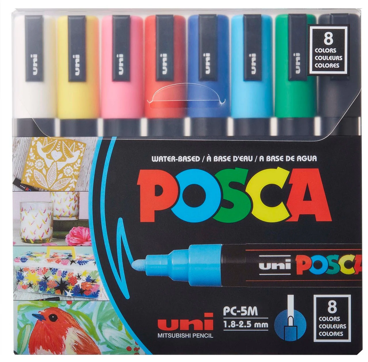 uni POSCA Acrylic Paint Marker - PC-5M Medium - 8 Color Set