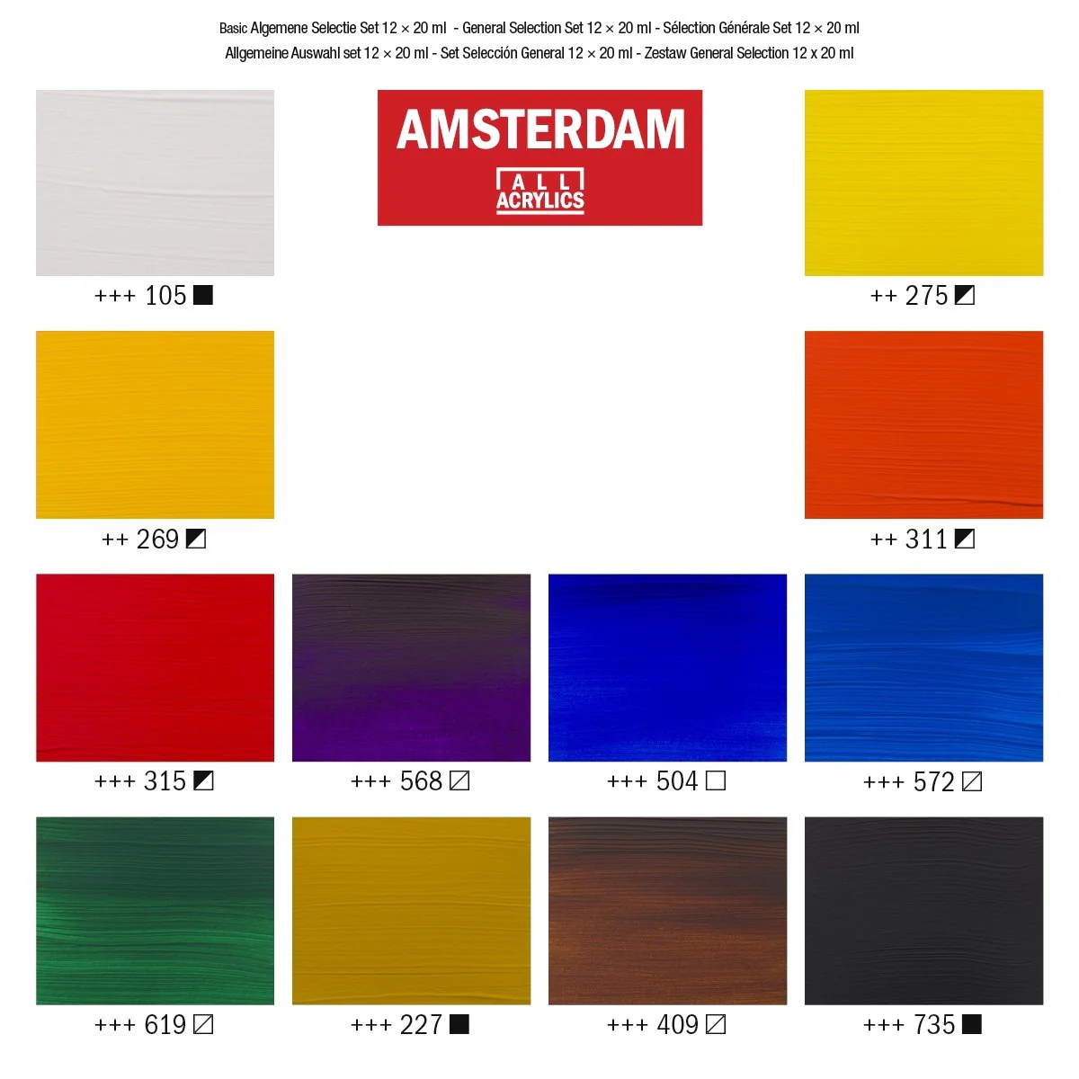 Amsterdam Standard Series Acrylic Paint Set of 12 Colors in 20ml tubes - Image 3