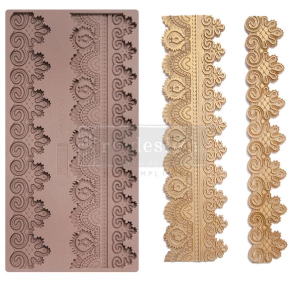 Prima Re-Design Decor Mold 5 inch X 10 inch X .32 inch - Border Lace II