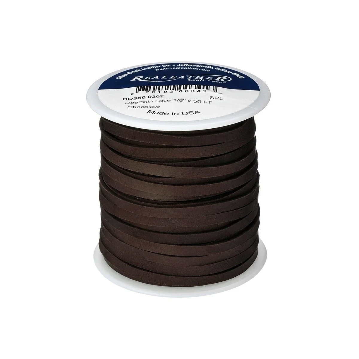 Realeather - 1/8" Deerskin Lace, 50 ft - Chocolate