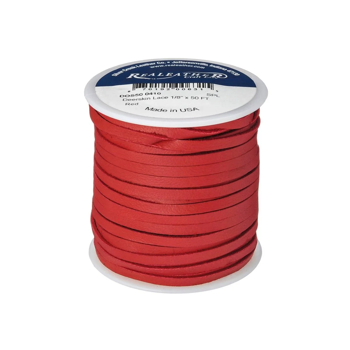 Realeather - 1/8" Deerskin Lace, 50 ft - Red