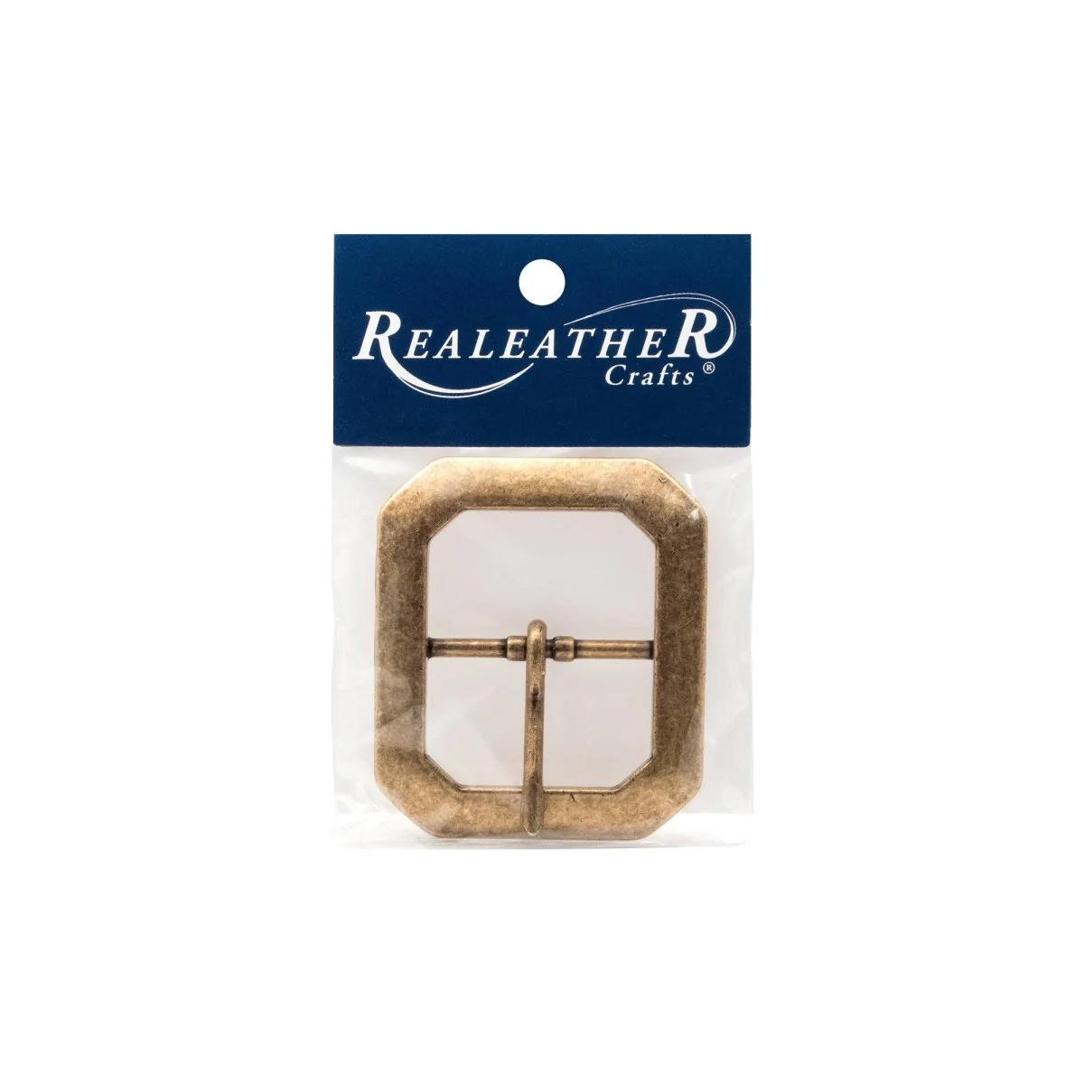 Realeather - Belt Buckle, Clipped Corner - Antique Brass