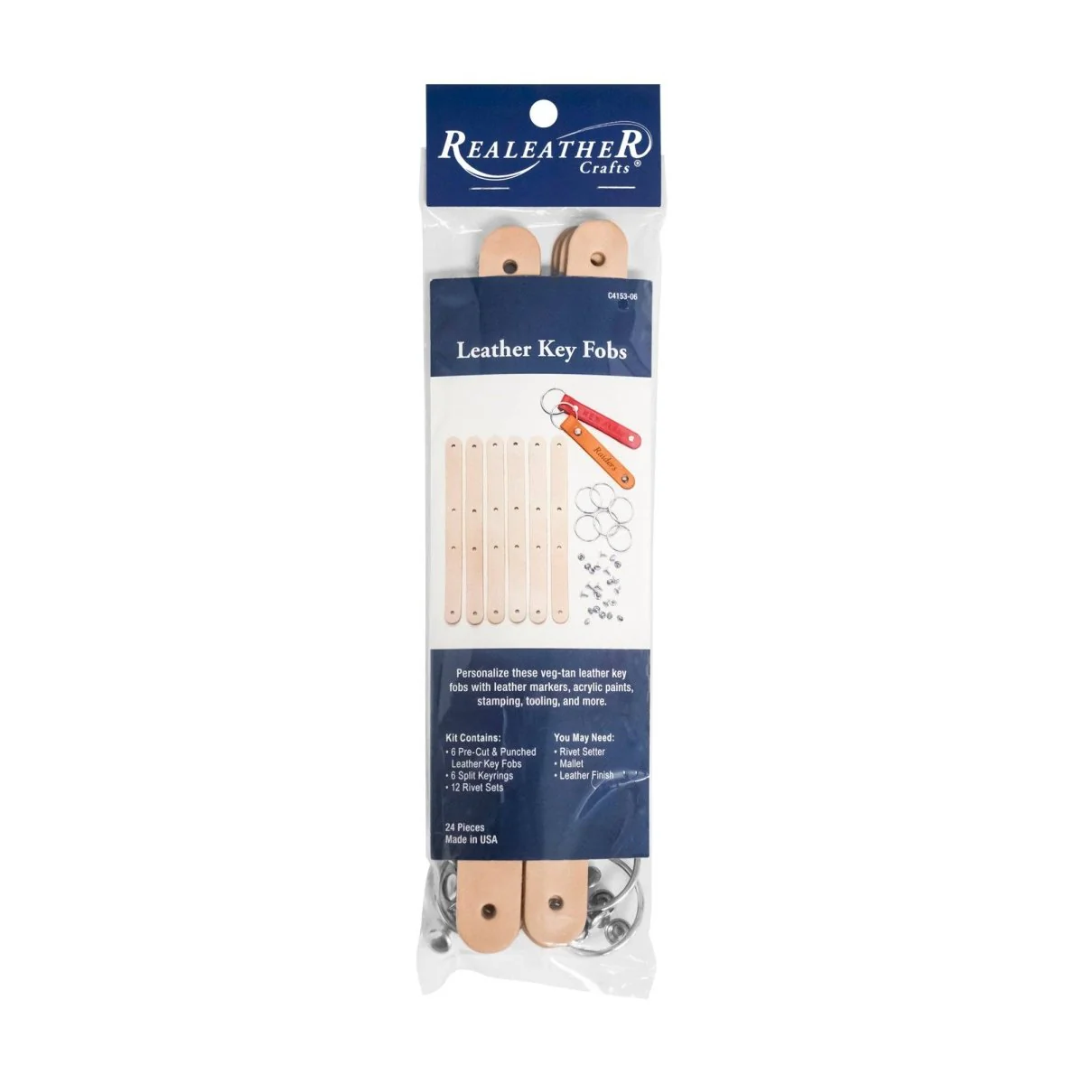 Realeather - Leather Key Fob Kit 6 Pack - Natural - Image 2