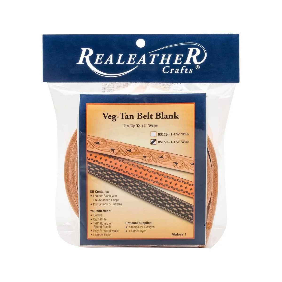 Realeather - Veg-Tan Belt Blank - Natural - Image 2
