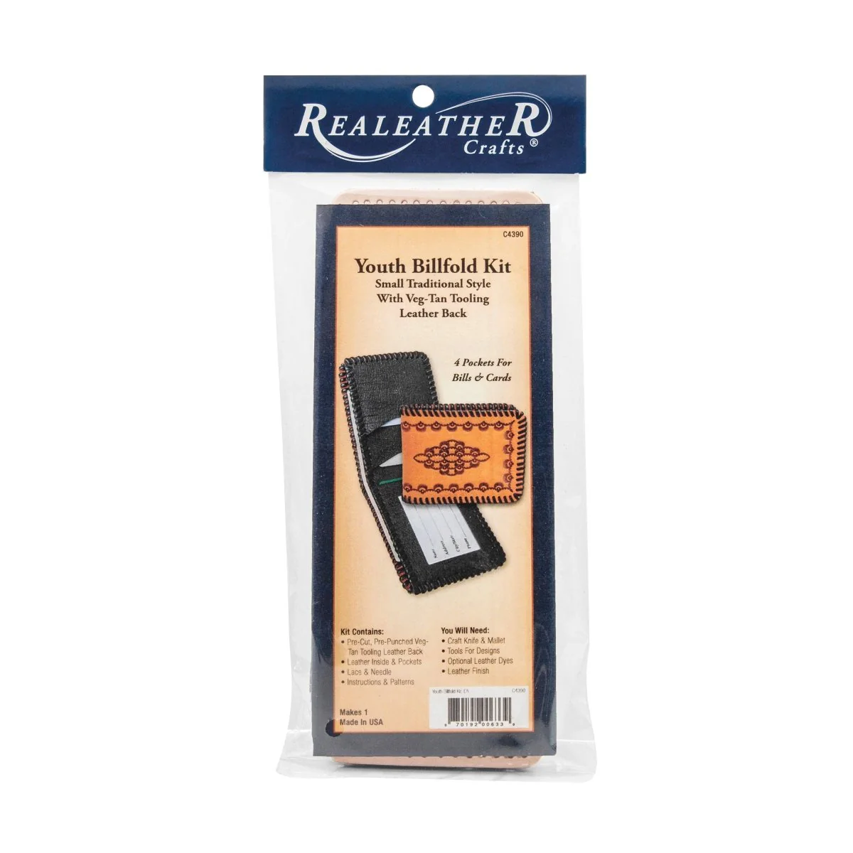 Realeather - Youth Billfold Kit - Natural - Image 2