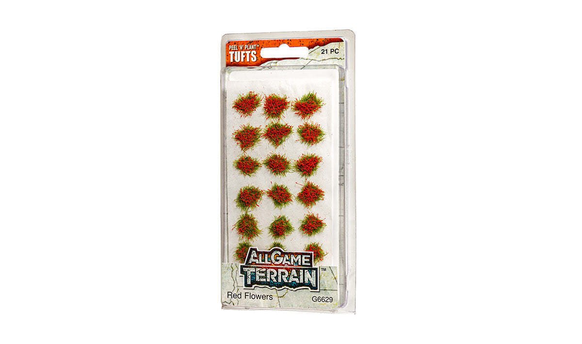 All Game Terrain - Peel 'n' Plant Tufts -  Red Flowers